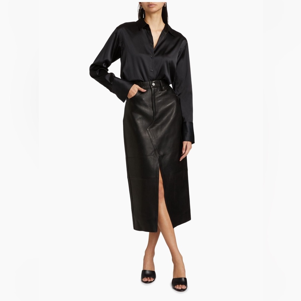 Frame Leather Pencil Skirt